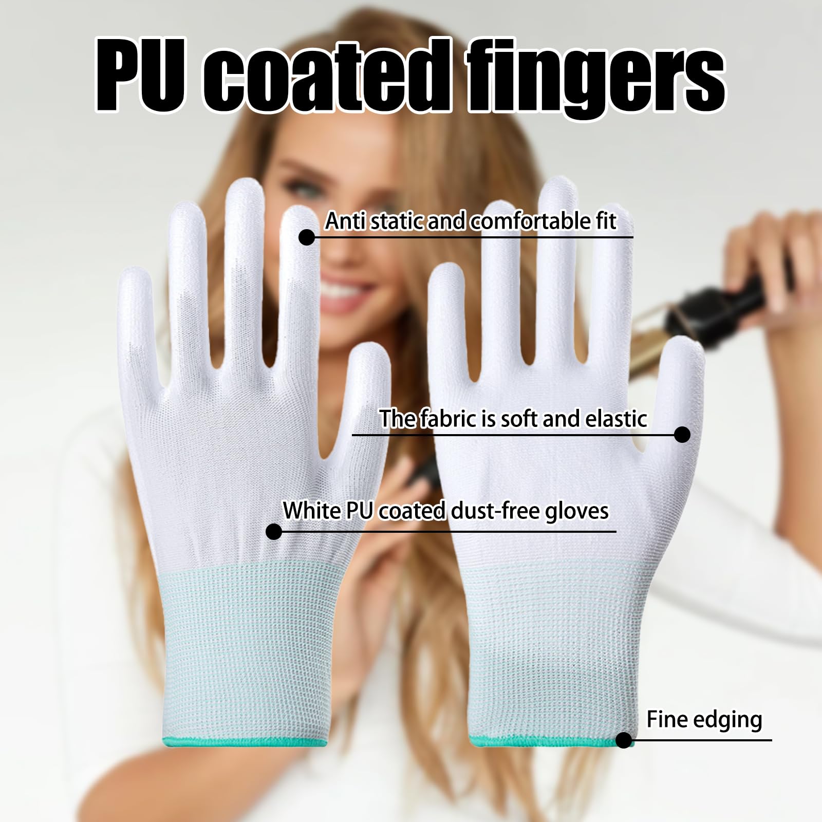 4paires Gants de Coiffure,Gant Thermiques avec Doigts en Silicone,Gants Contre la Chaleur de Protection,Gant Isolants pour Lisseurs,Bâtons Bouclés,pour Main Gauche,Droite