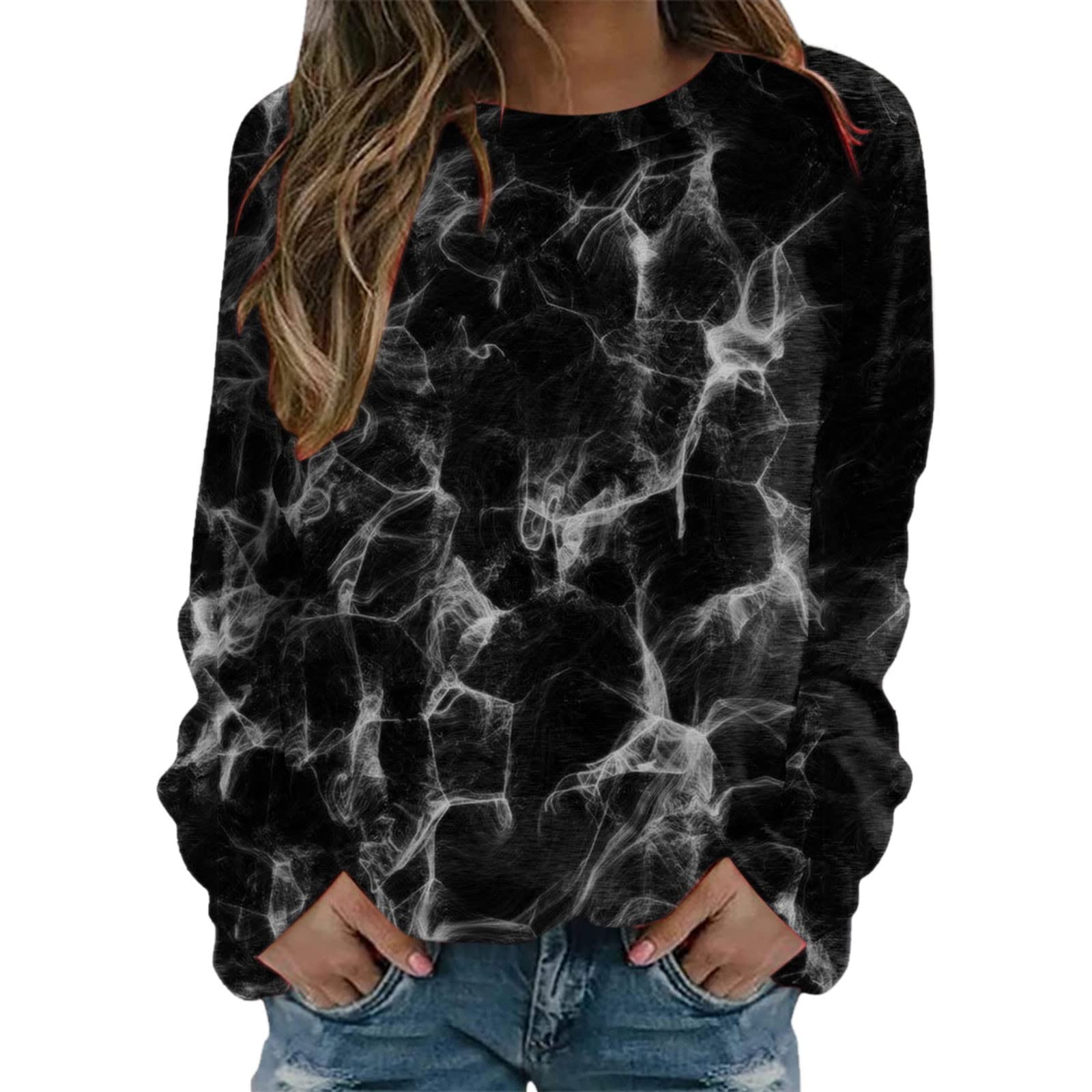 GenericWomens Daily ButterflyPrint O Neck Sweatshirt Round Neck Fit Pullover Tops Casual Long Sleeve Workout Shirts Loose Blouse Pink Hoodie Women Long Top Wedding Gifts Sale Clearance Items Under 5 Pounds