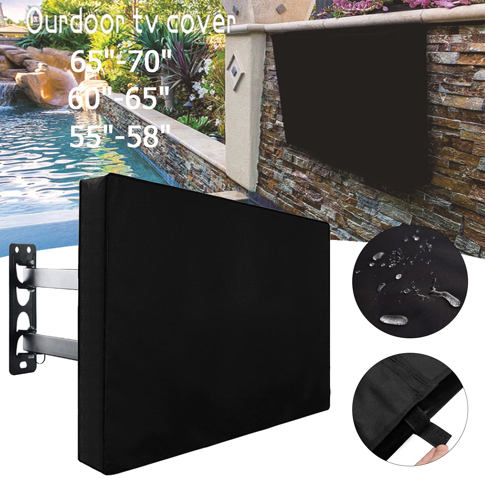 Housse de Protection d'extérieur TV 600D Polyester Tissu Imperméable UV Écran Plat TV Protecteur D'affichage Pour 50 ''à 70 ''LCD LED (For 60-65 inch TV)