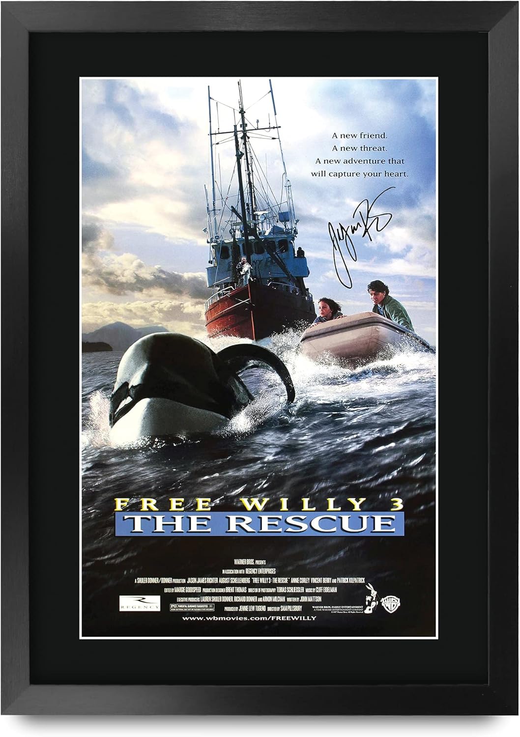 HWC Trading Free Willy Collection Jason James Richter 16 x 12 inch Gifts Printed Poster Signed Autograph Picture for Movie Memorabilia Fans - 16" x 12" Framed
