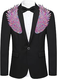 Blazer de Hombre con Chaqueta de Esmoquin de Lentejuelas Blazer Colorido Brillante para Fiesta de graduación