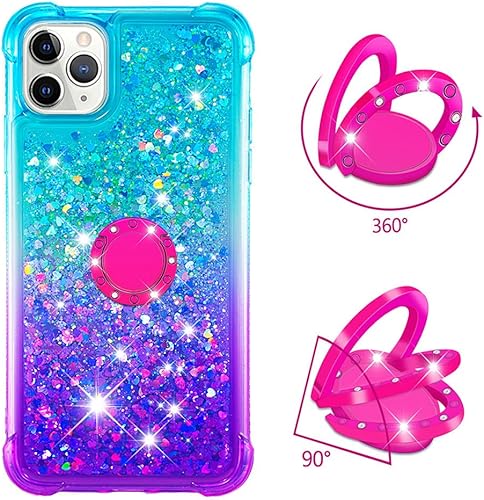Miniatura 3 de Asuwish Funda de teléfono para iPhone 11 Pro 5.8 con protector de pantalla y soporte para anillo, brillante, líquido, transparente, híbrida, a