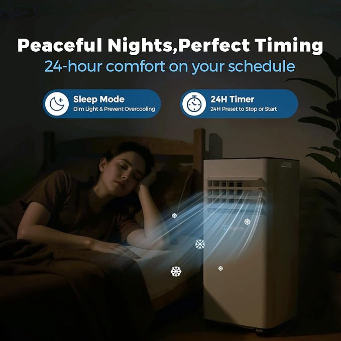 10,000 BTU Portable Air Conditioners with WiFi, 3-in-1 Air Conditioner for Room&Garage– Portable AC Unit with Cool, Dehumidifier&Fan, with Remote/Sleep Mode/Child Lock/24 Hrs Timer/Self Evaporation