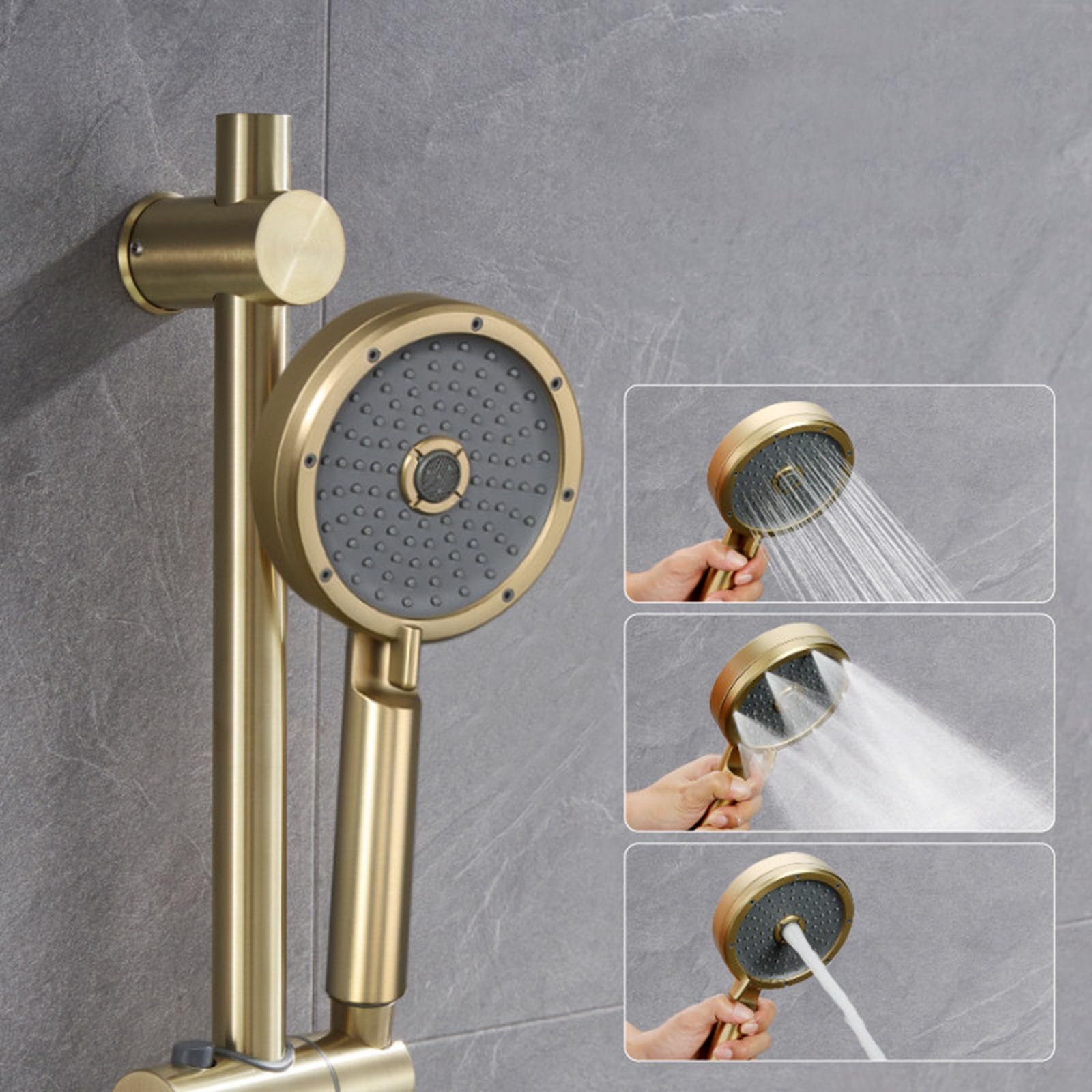 Kit Doccia a Muro con Soffione Rotondo Doccetta Rubinetto Vasca da Bagno