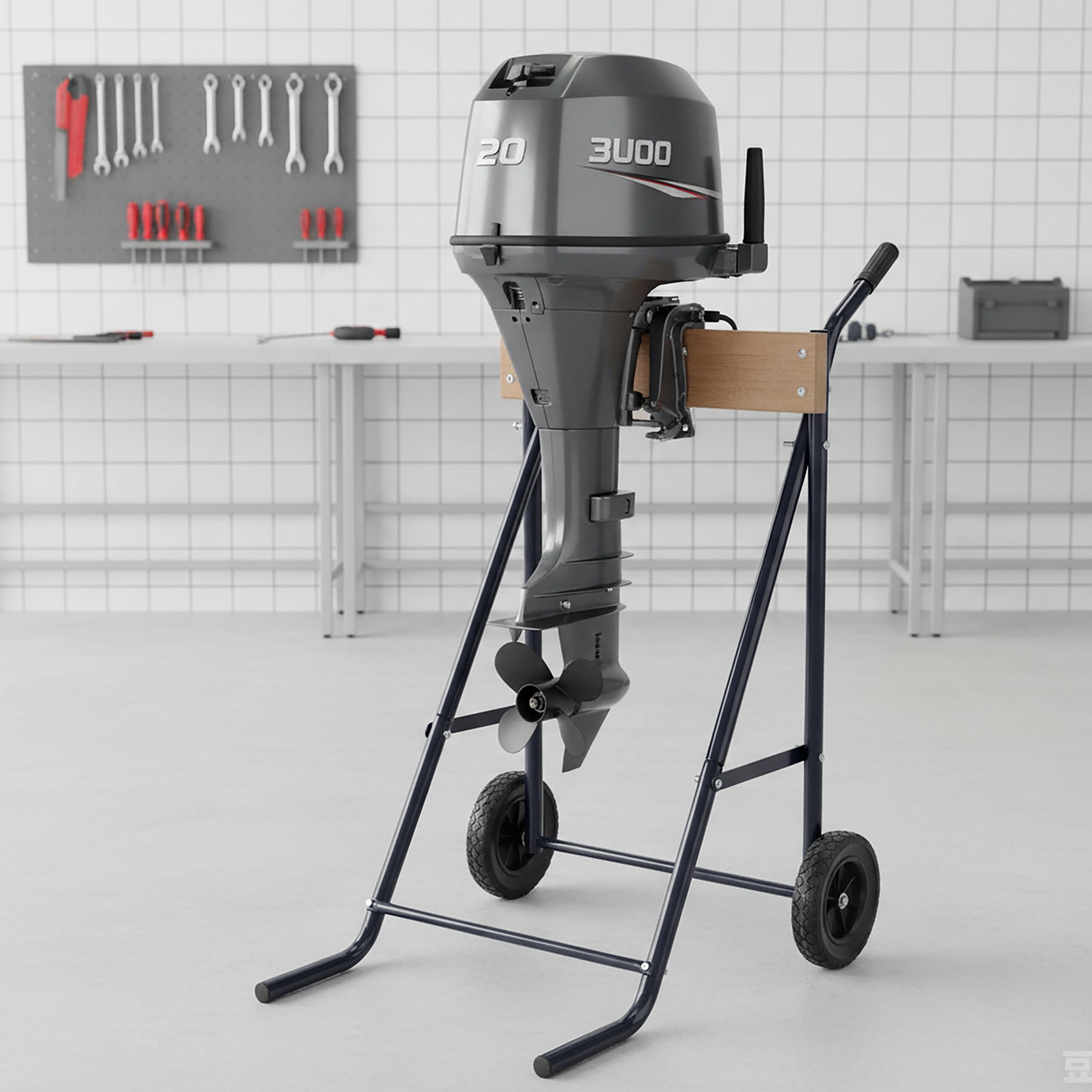 Relaxdays Supporto per Motore Fuoribordo, Nero | Carrello per il Trasporto e lo Stoccaggio, in Acciaio, fino a 100 kg