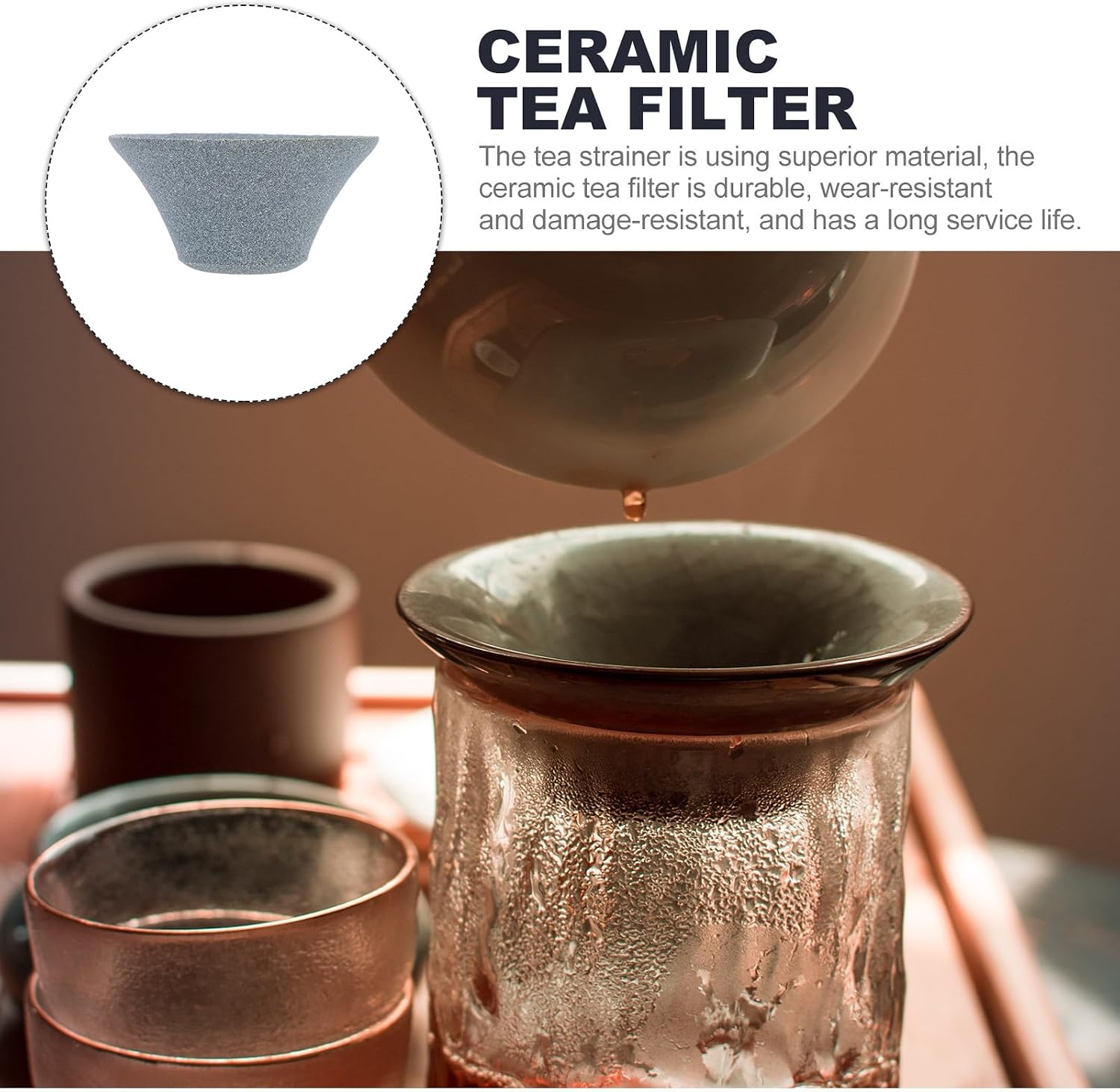 FUOYLOO Ceramic Tea Filter Cup Reusable Coffee Dripper Non-Paper Ceramic Coffee Filter Tool