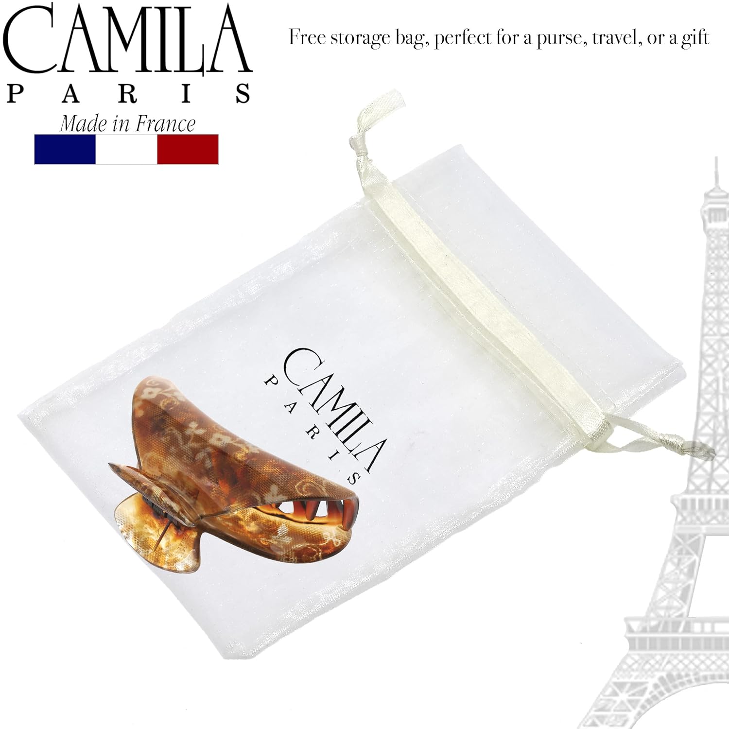 Camila Paris CP3423 French Hair Clip for Women Thick Hair for Long Curly Wavy Hair, Girls Hair Claw Clips Jaw, Durable Styling Big Claw Clip for Thick Hair, Strong Hold No Slip Grip, Made in France - Image 6
