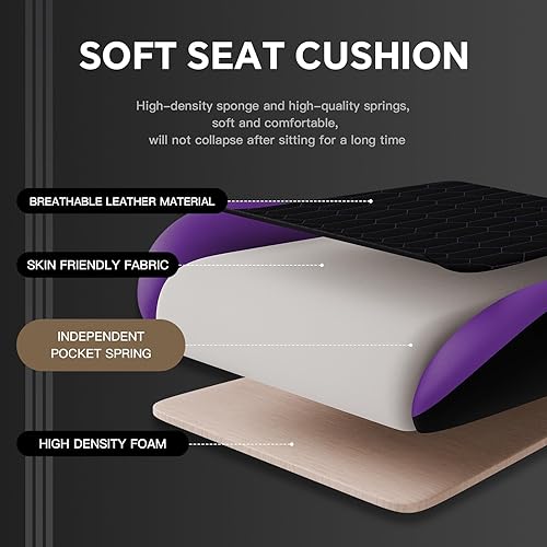 Miniatura 7 de Silla Gaming con Reposapiés, Sillas Gaming de Respaldo Alto, Silla Gamer Ergonómica de Cuero PVC con Reposacabezas Ajustable, Soporte Lumbar Estilo