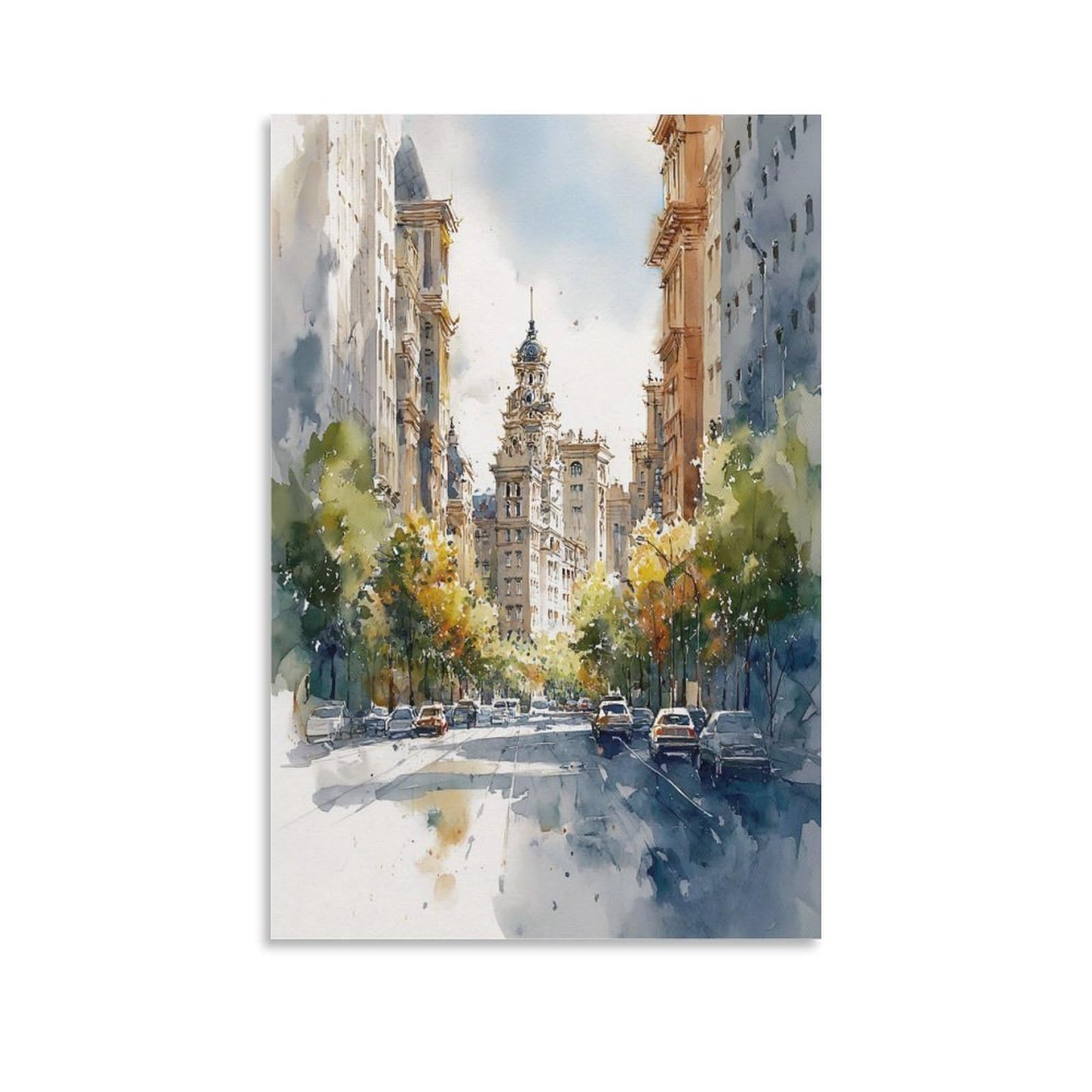 LCYNNH Texas Cityscape 20x30inch(50x75cm) Vintage Travel Poster Watercolor Canvas Art