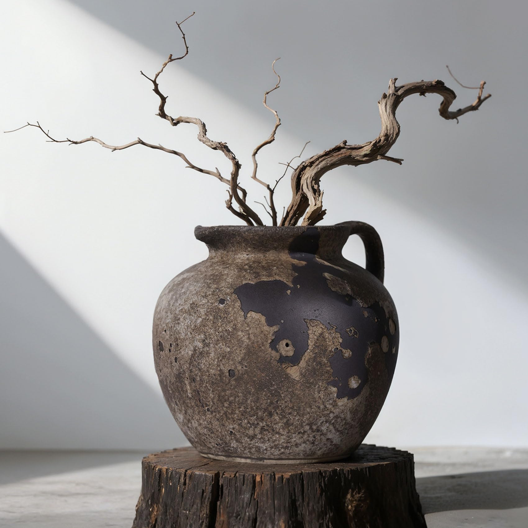 Wabi Sabi Rusty Vintage Vase, 7.9" Tall Wabi Sabi Decor Rustic Farmhouse Pottery Vase for Centerpiece, Textured Pottery Flower Vases for Home Decorative, Table, Living Room, Bedroom, Bathroom, Kitchen