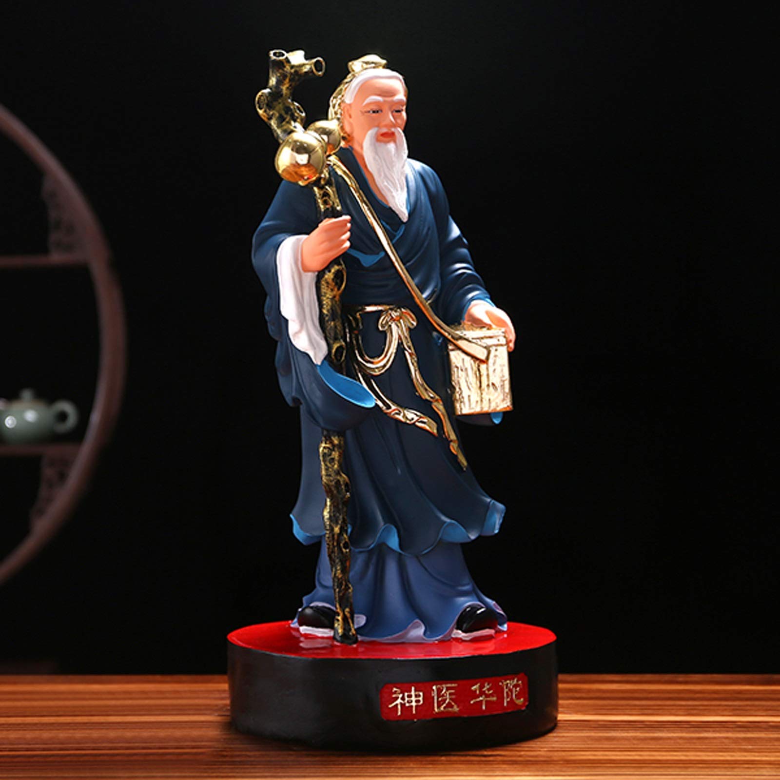 Ozdoba Feng Shui Chiński Feng Shui Posąg Buddy Geniusz Lekarz Hua Tuo Statua Dekoracja Dom Salon Sklep Fajny prezent 15-calowy wystrój Statua
