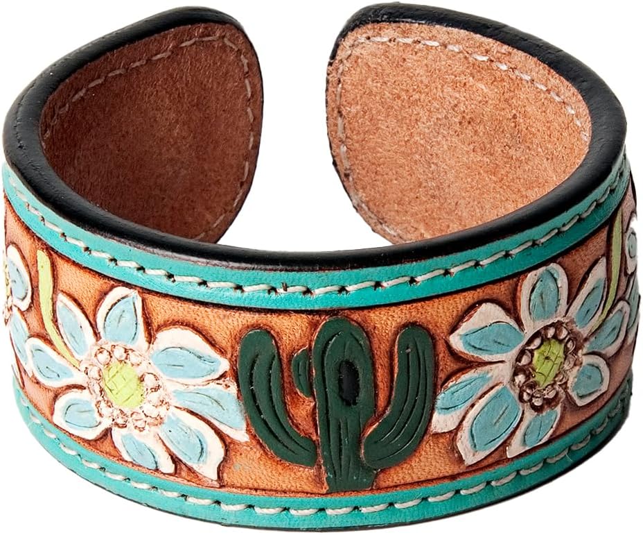 American Darling Bracelet Hand Tooled Carved Genuine Leather Women | Handmade Western Rustic