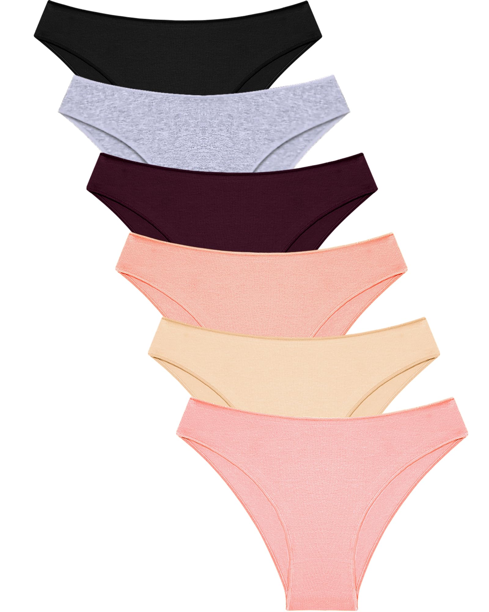 Cotton Underwear Women Sexy Cheeky Bikini Panties Lingerie Outfits 6 pack | Soft Breathbale Basics Essentials Underwear Plus Size Cute Fall Summer Neutrals Colors Panties Outfits Clothes for Women Girl
