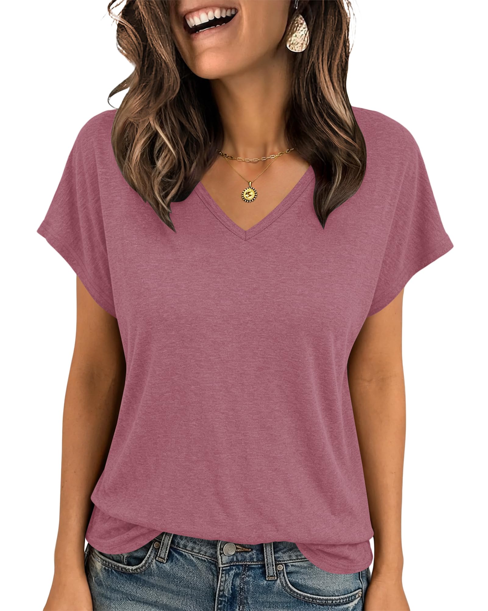AUSELILY T-Shirts Damen Basic Tops