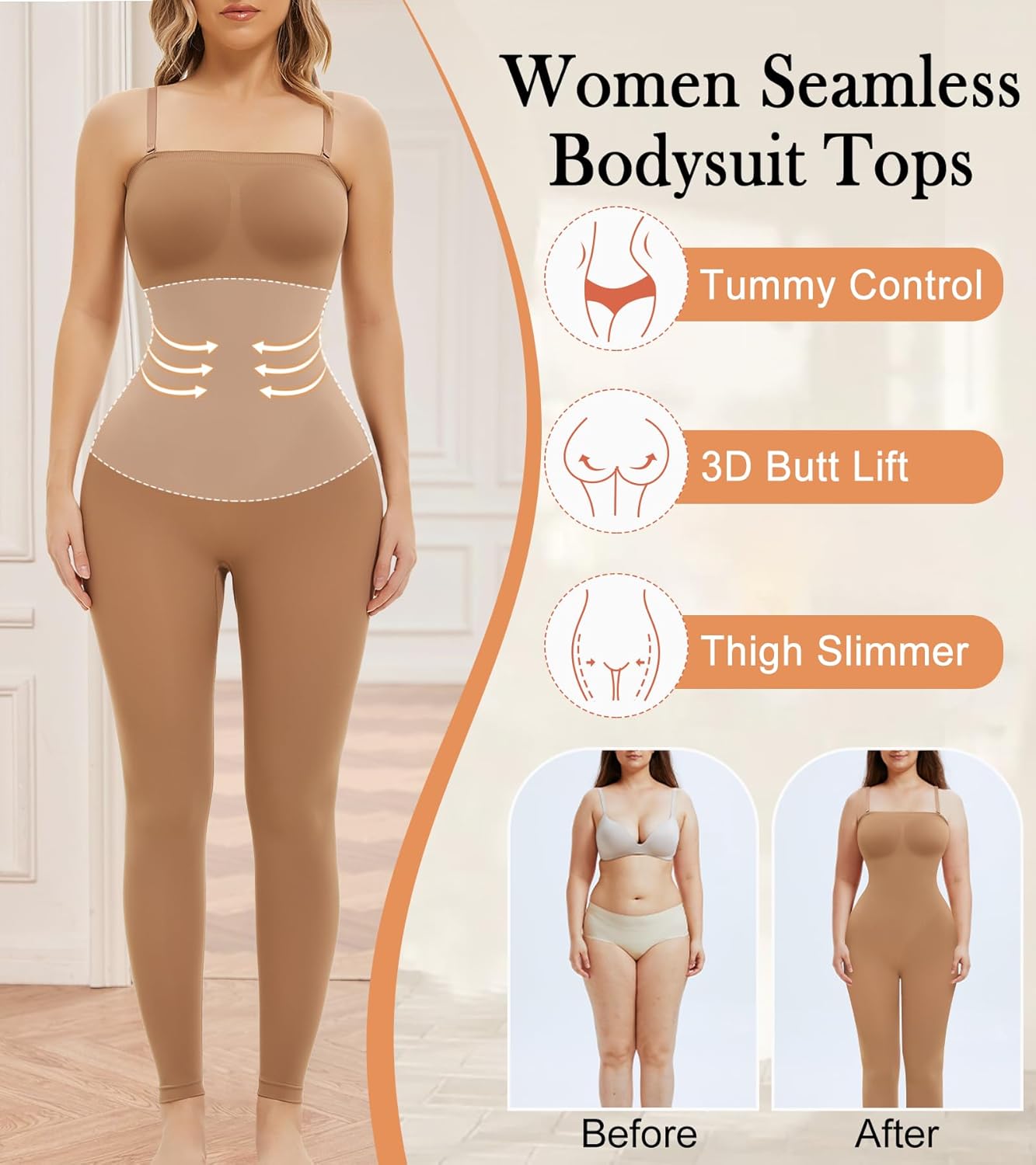 Strapless Shapewear Jumpsuit for Women Tummy Control, Seamless Full Body Shaper Bodysuit Under Dress - Image 3