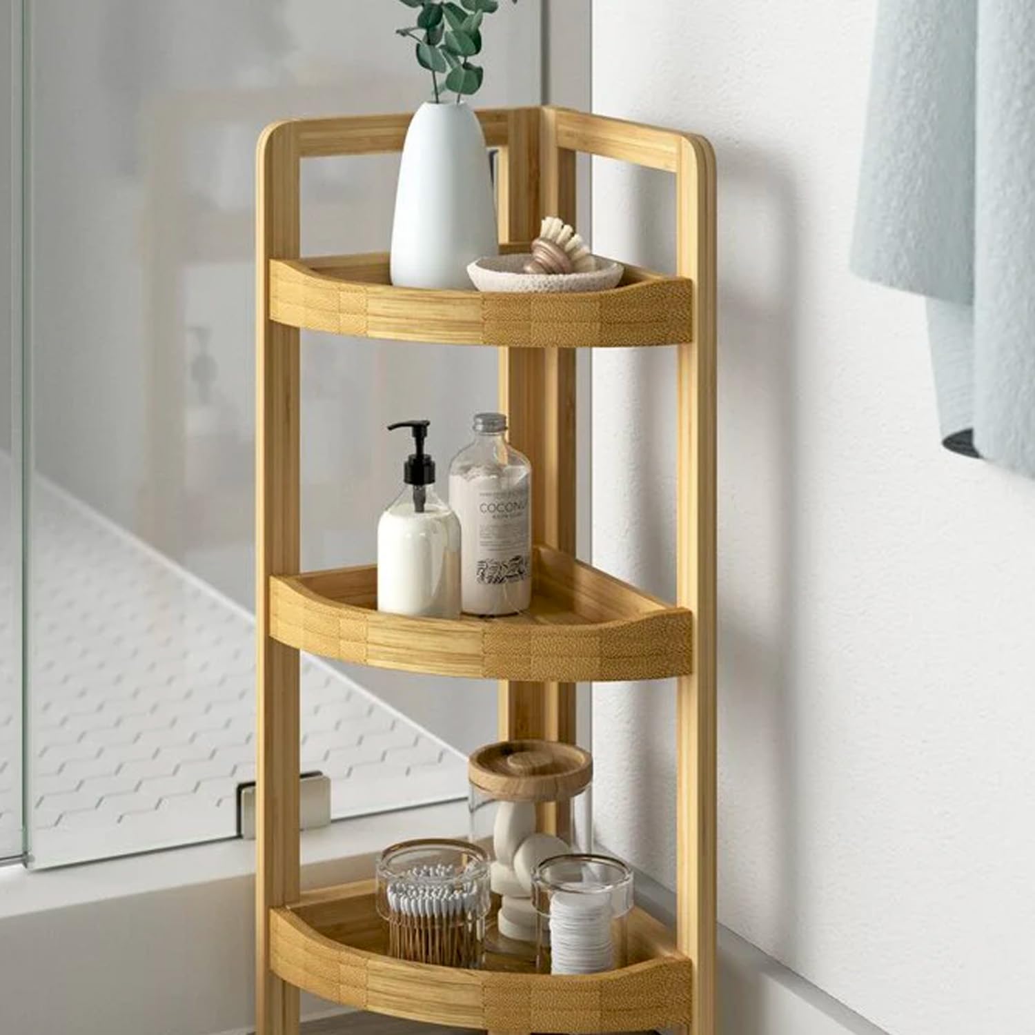 3-Tier Corner Shelf, Ideal for Kitchen or Bathroom, Modern