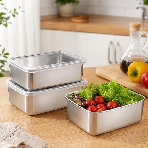 2-Pack 22oz Stainless Steel Food Storage Containers with Airtight Lids - Leakproof Bento Box for Meal Prep & Freezer
