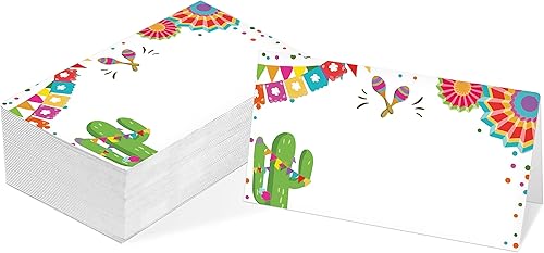 Tarjeta de mesa, tarjetas estilo tienda de campaña con temática de fiesta mexicana, paquete de 25 tarjetas de recepción de media pliegue, etiquetas