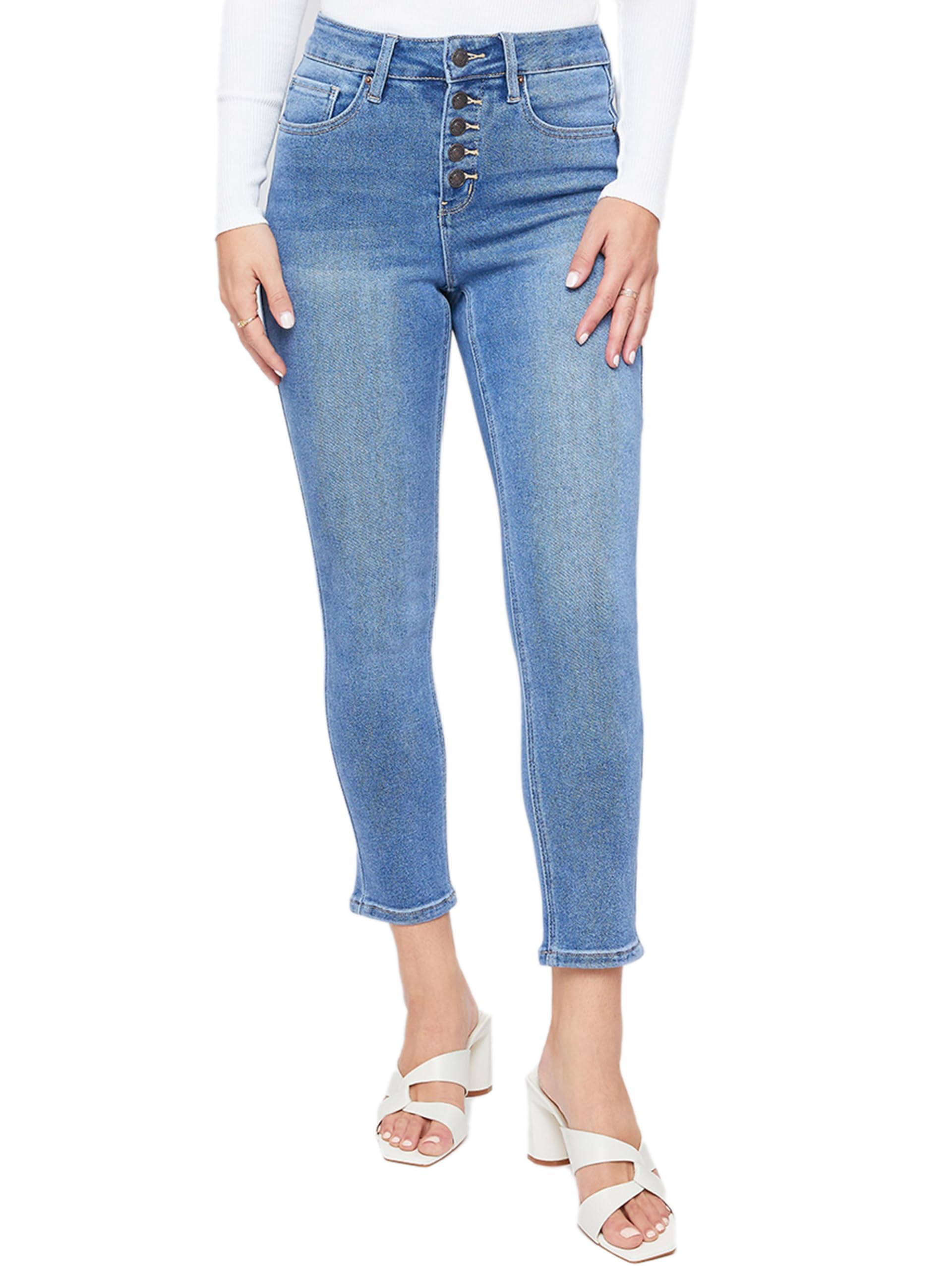 Royalty For Me Womens YMI Jeans Women's Vintage High Rise Button Fly Skinny Anklet Jeans