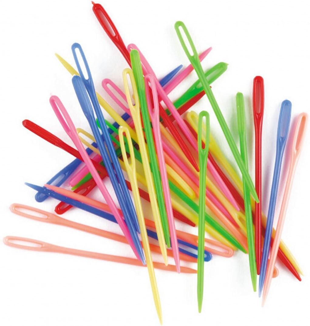 CHENGYIDA 100 pcs 7CM/2 3/4"Plastic Hand Sewing Yarn Darning Tapestry Needles Plastic Lacing Needles Notions Craft (Random Color)