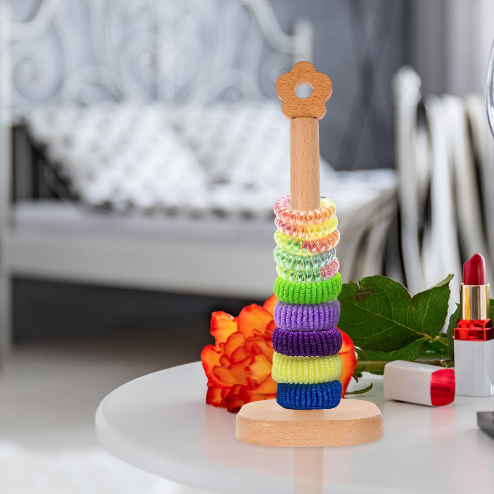 Haargummi Halter Holz mit Viel Platz für Haarbänder und Accessoires