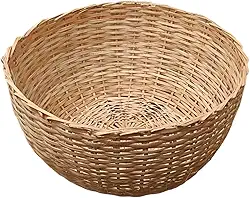 Cesto De Palha Artesanal Decoração Balaio Redondo Bambu 40cm