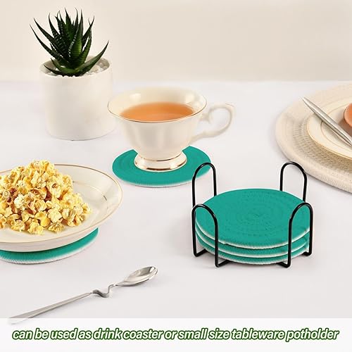 Miniatura 6 de Light Sea Green Drink Coasters Set, 6 Coasters with Holder, Coasters Drinks Absorbent Bar, Coffee Wine Bar Decor, Bar Coasters Unique