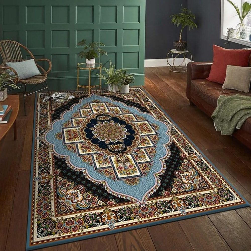 Tapis de salon décoratif épais au design rétro raffiné de 160 x 230 cm