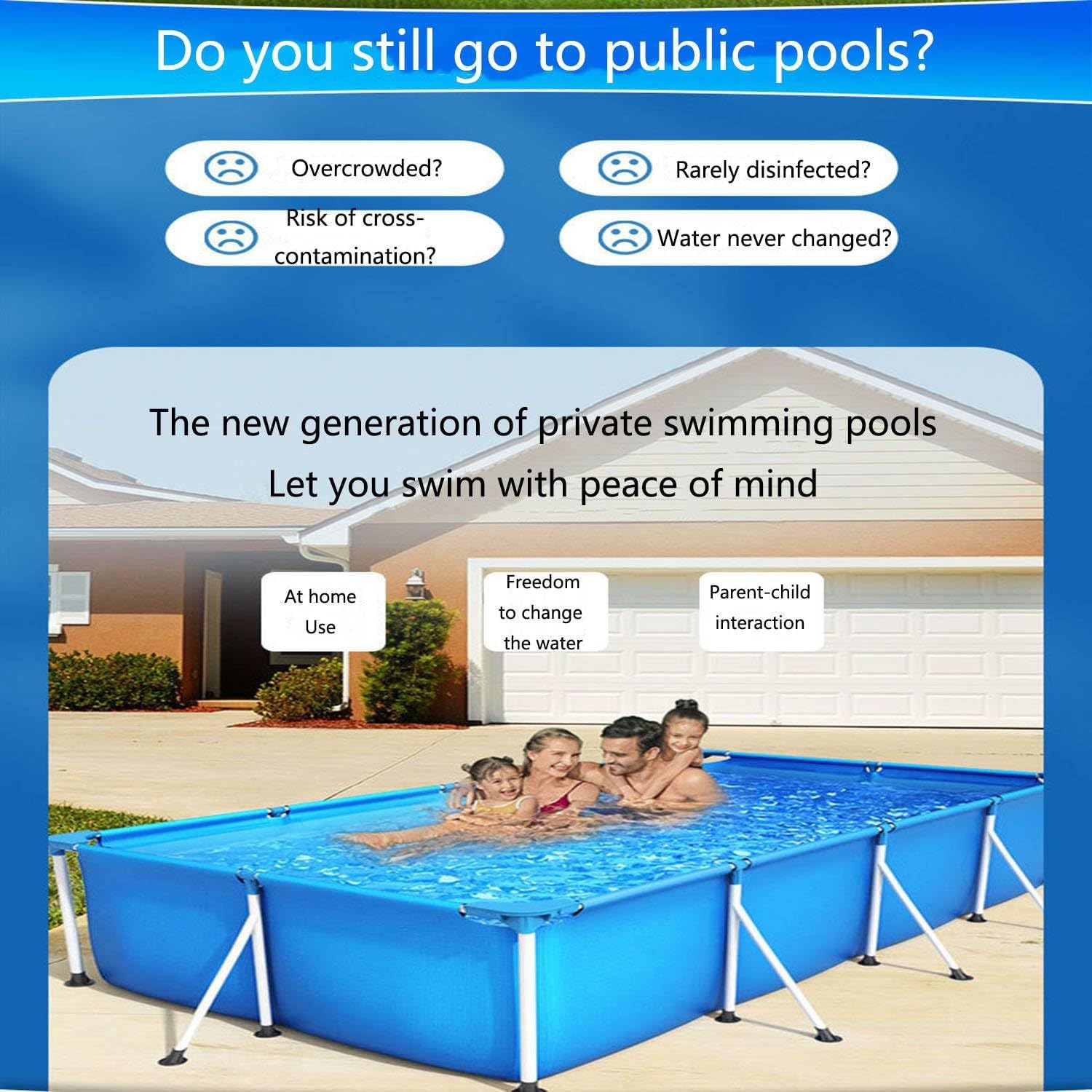 Pool Giant Swimming Pool Kids Pool Piscinas Grandes Familiares para Patios for Adults Piscina para Niños Blue,5XL
