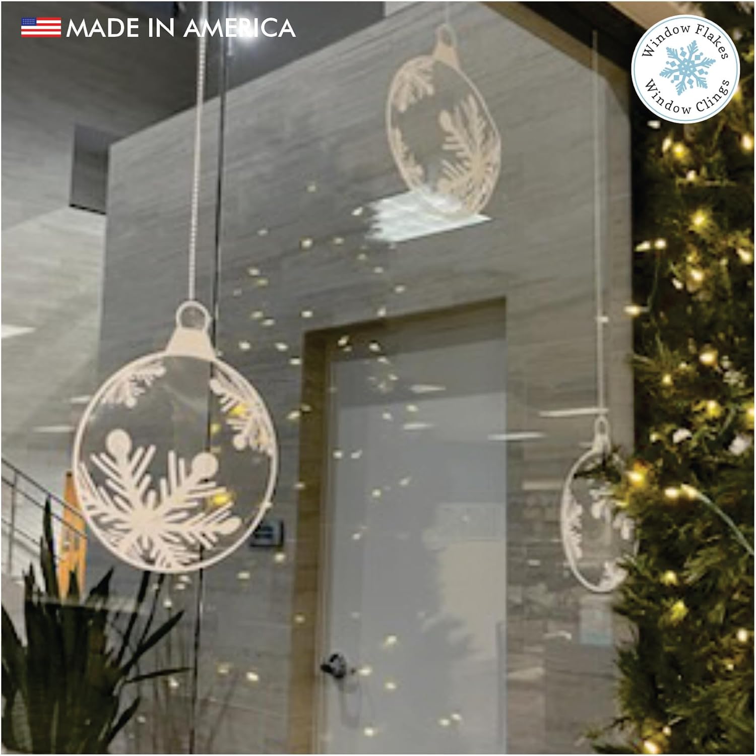 9 x Medium (6") Hanging Snowflake Ornament Christmas Window Cling Decals for Glass. Christmas Window Decoration Home Decor. Winter Holiday Stickers for Windows. Made in America.