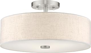 Livex Lighting 52135-91 Meridian 3-Light Ceiling Mount, Brushed Nickel