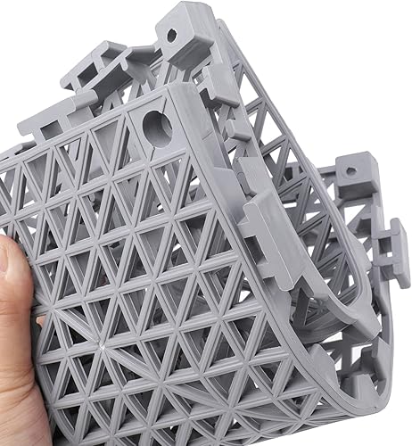 Miniatura 4 de SOUJOY 12 cojines modulares entrelazados, azulejos de goma de 11.6 x 11.6 pulgadas con agujeros, tapete de drenaje antideslizante para piscina,