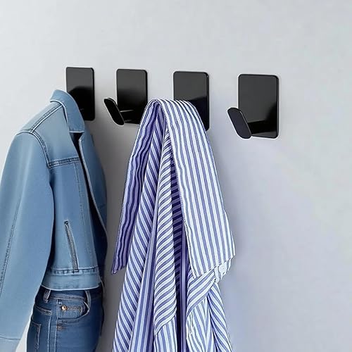 Miniatura 3 de Paquete de 4 ganchos adhesivos de acero inoxidable, ganchos de pared adhesivos multiusos para toallas, llaves, bolsas, ideales para baño, cocina y