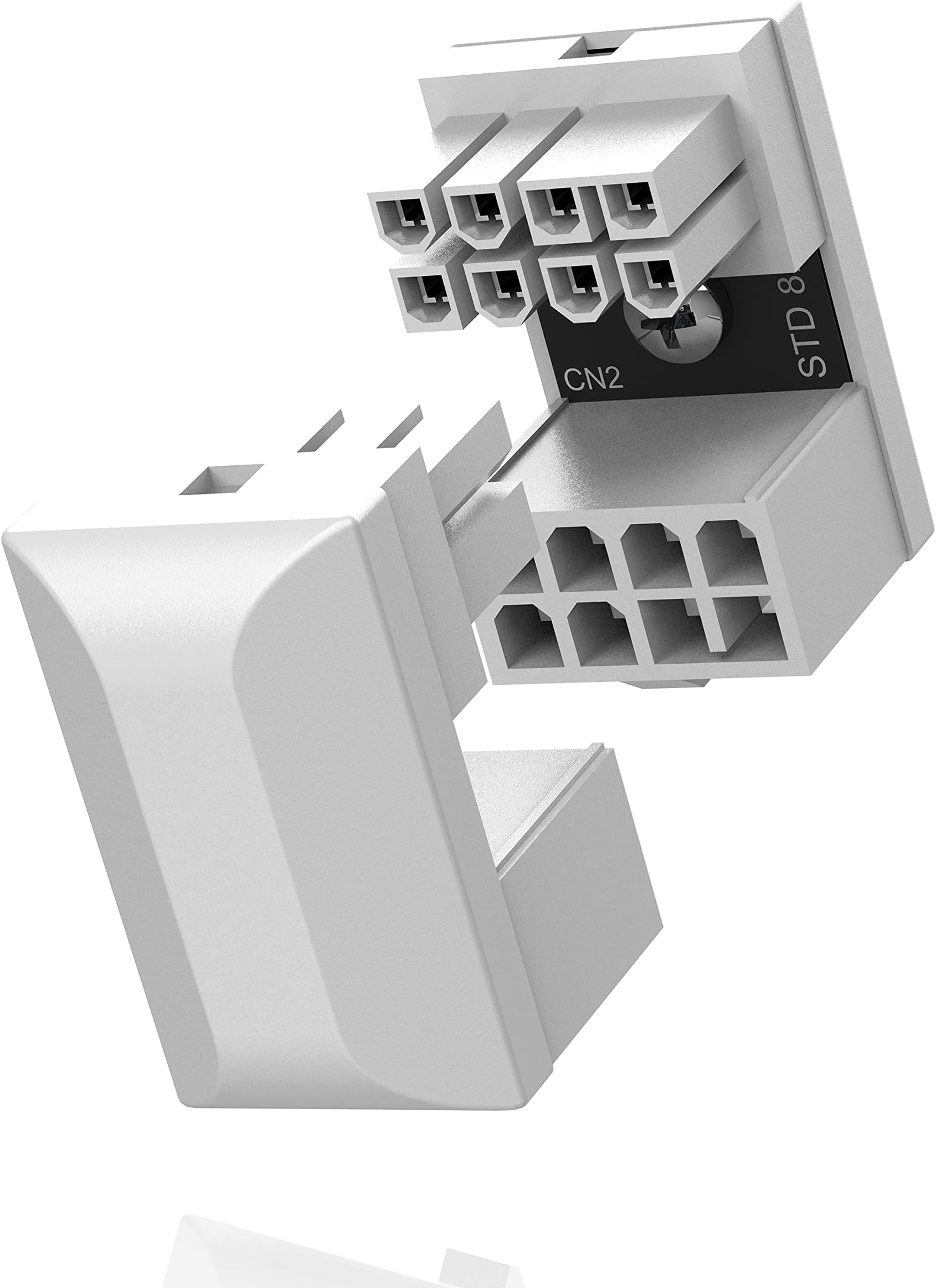 EZDIY-FAB GPU VGA PCIe 8 Pin U Turn 180 Degree Angle Connector Power Adapter Board for Desktop Graphics Card-Standard Type 2-Pack White