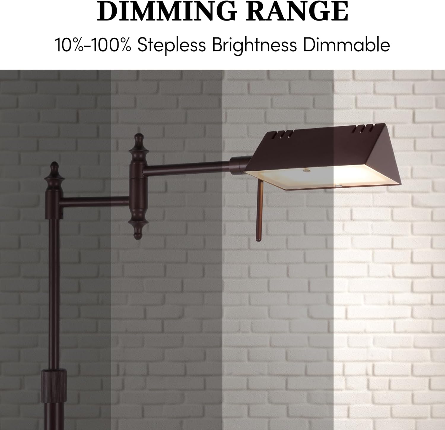 Dimmable Pharmacy Floor Lamp with Remote, 17W LED Reading Floor Lamp with 360°Swing Arm, 3 Color Temperature, Height Adjustable Standing Task Lamp for Living Room, Bedroom, Office, Oil-Rubbed Bronze