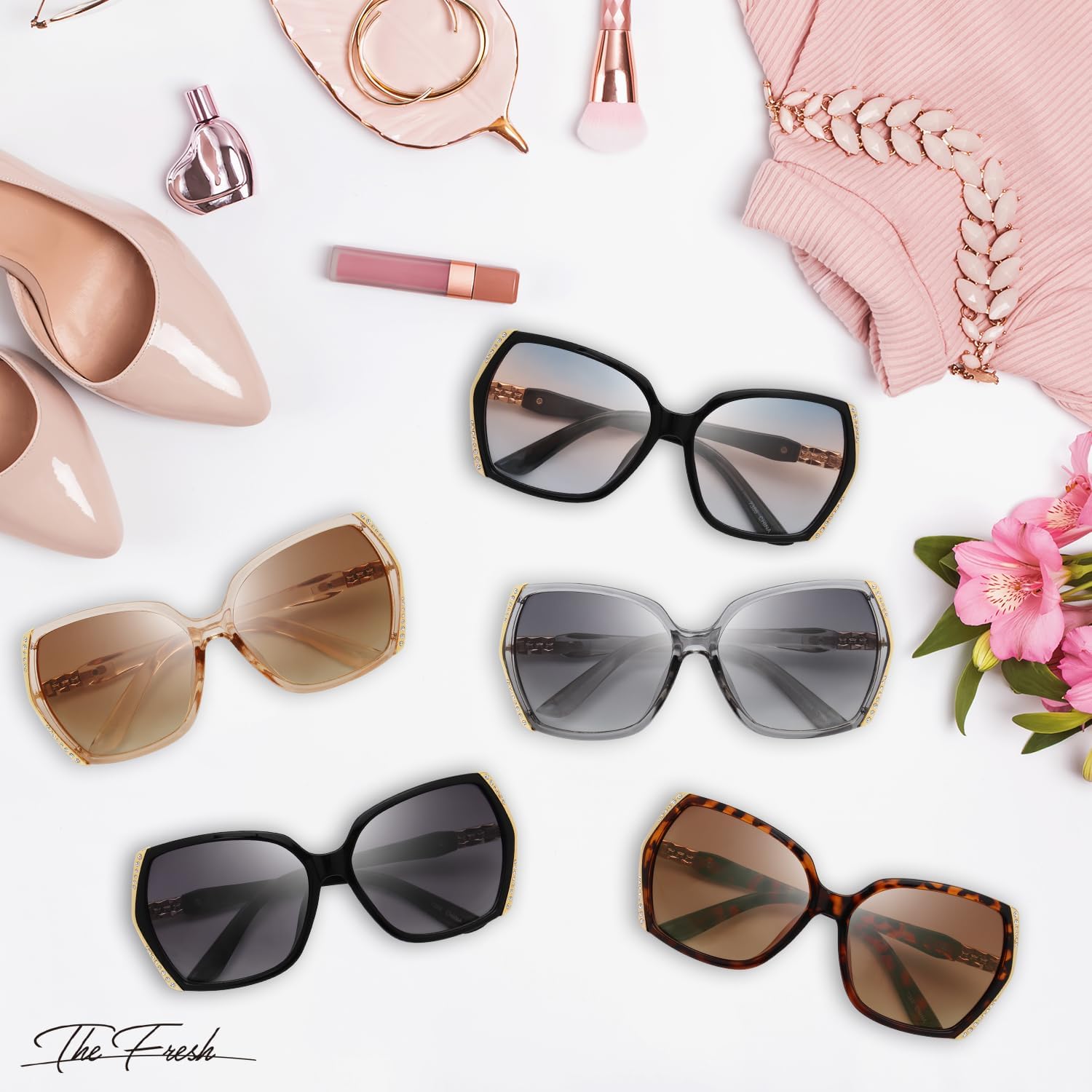 The Fresh Classic Crystal Elegant Women Beauty Design Sunglasses Gift Box - Image 5