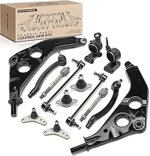 A-Premium Set of 14, Front Lower Control Arm, Sway Bar Link, Lower Inner Outer Ball Joint, Inner Outer Tie Rod End, Lower Rearward Control Arm Bushing, Compatible with Mini Cooper 2003-2008
