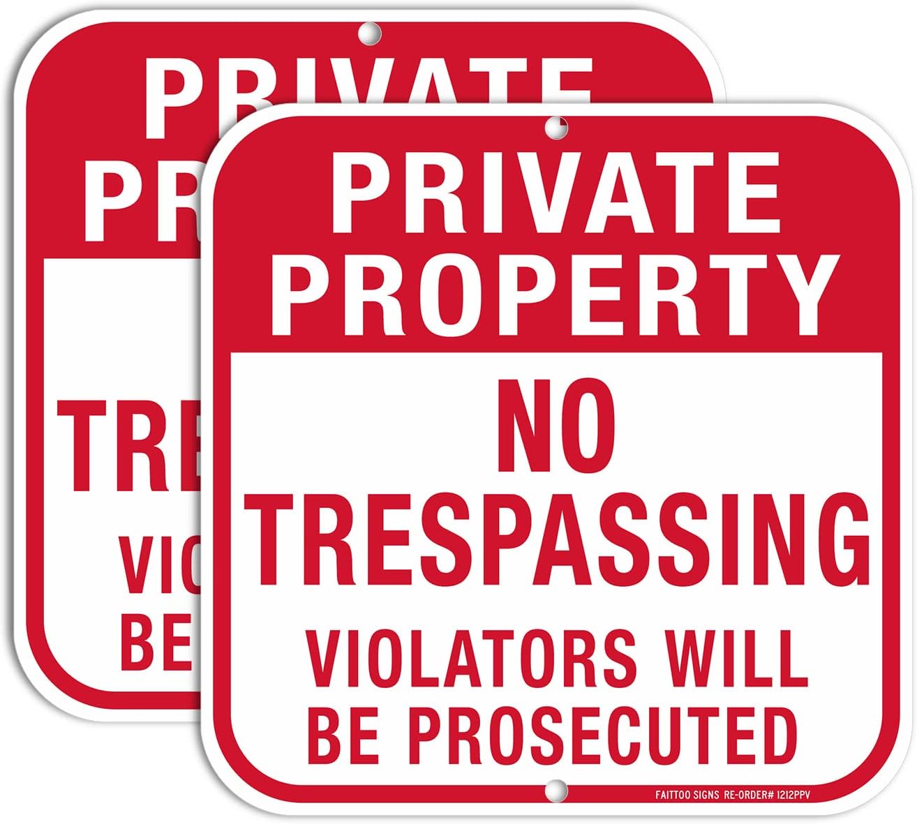 5 Pack Private Property No Trespassing Sign,12 x 12 Inches Square .040 Rust Free Aluminum, UV Protected and Waterproof, Weather Resistant, Durable Ink, Easy to Mount