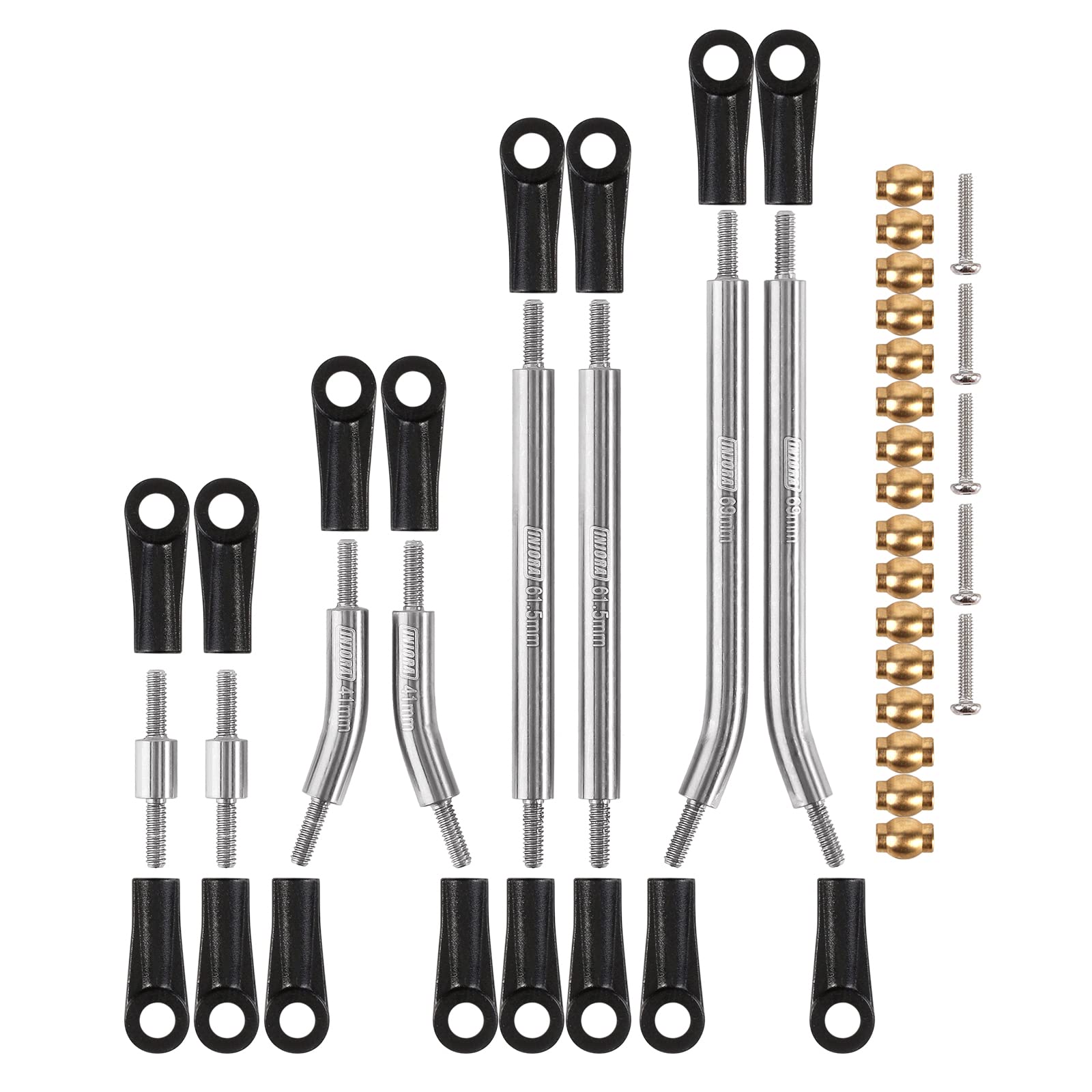 INJORA Kit 4 Liens Haute Clairance Bronze Pour Axial SCX24 Deadbolt B17 – Upgrade Acier Inox 304 + Embouts Plastique RC Crawler 1/24
