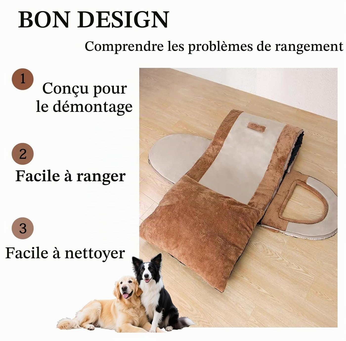 Lit XL/XXL pour Chien 2 en 1 Moelleux Maison pour Chiens de Grande Taille, Niche Intérieure de Luxe avec Poignée Lit Anti-anxiété pour Chiens et Chats Lits Apaisants Chauds pour Chiens de