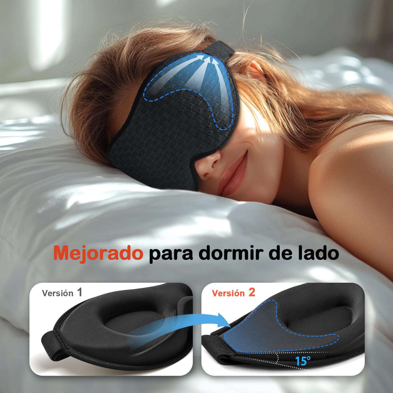 INNELO Máscara de Dormir 3D para Hombres y Mujeres, Versión Mejorada 2025 para Durmientes Laterales, Antifaz con 100% de Bloqueo de Luz, con Órbitas Oculares Cómodas y Sin Presión para Viajes, Negro