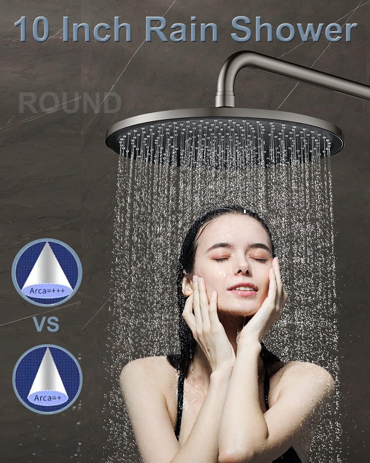 High Pressure Shower Head, 10-inch Rain Fixed Shower Head Starry Sky with 360° Rotation Ball Joint Adjustable Angles, 369 Anti-Clogging Spout Hole for Home Bathroom Use - Matte Black - - 