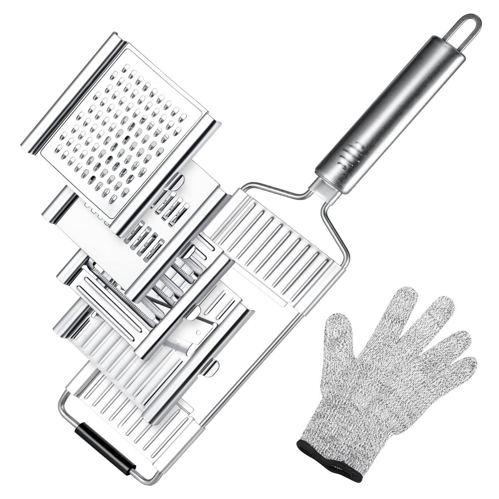 Cheese Grater Handheld: 4 in 1 Professional Stainless Steel Cheese Graters for Kitchen Grater/Peeler/Slicer - Cucumber Slicer for Cheese, Chocolate, Galic, Vegetable, Fruit, Kitchen Gadgets