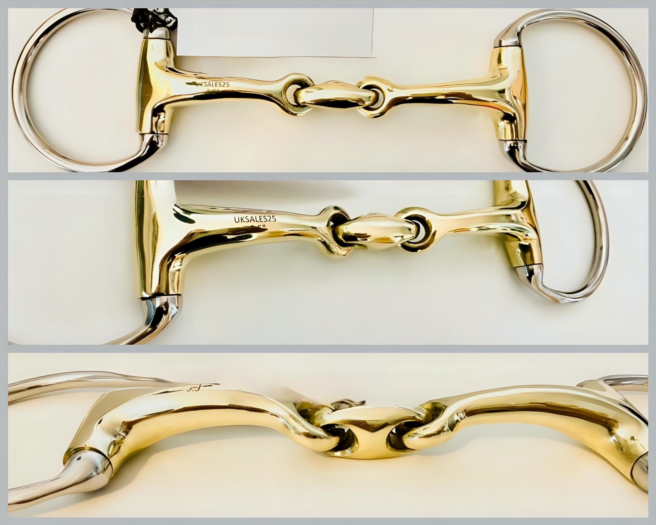 UKSALES25 EggButt Snaffle Bit Curved MP Double Jointed with Lozenge (HORSE BIT) (4.5")