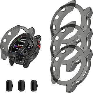 Case Cover for Garmin Fenix 7/Fenix 7 Solar/Fenix 7 Sapphire Solar, Soft TPU Protective Case Frame Bumper for for Fenix 7 Watch Accessory (Not for 7S/7X) (3*Black)
