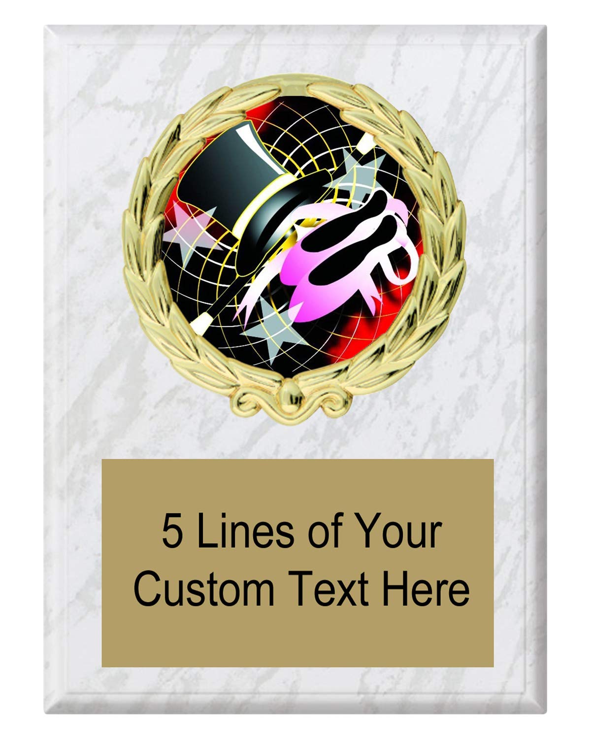 Express Medals 5x7 White Marble Color Modern Dance Plaque Award Trophy with Engraved Plate FCL450
