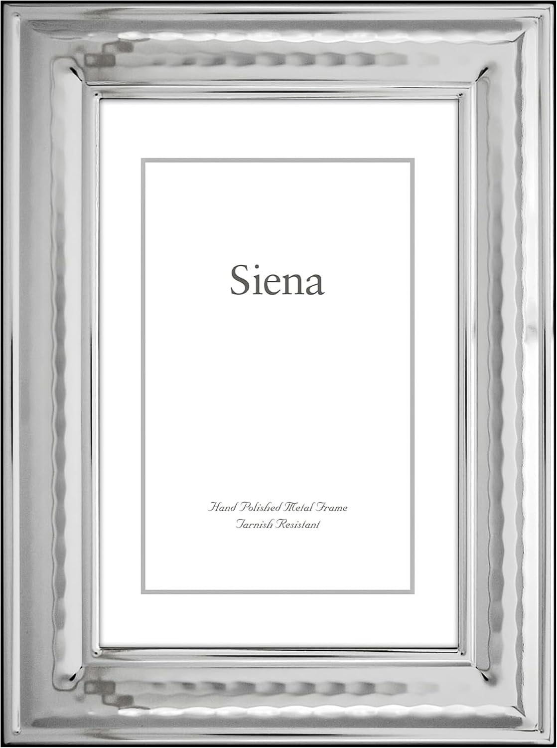 Siena Classic Hammered Silver Picture Frame, Tarnish Resistant Finish, Perfect Photo Frame for any End Table, Credenza, Shelf, or Nightstand, Silver 5x7