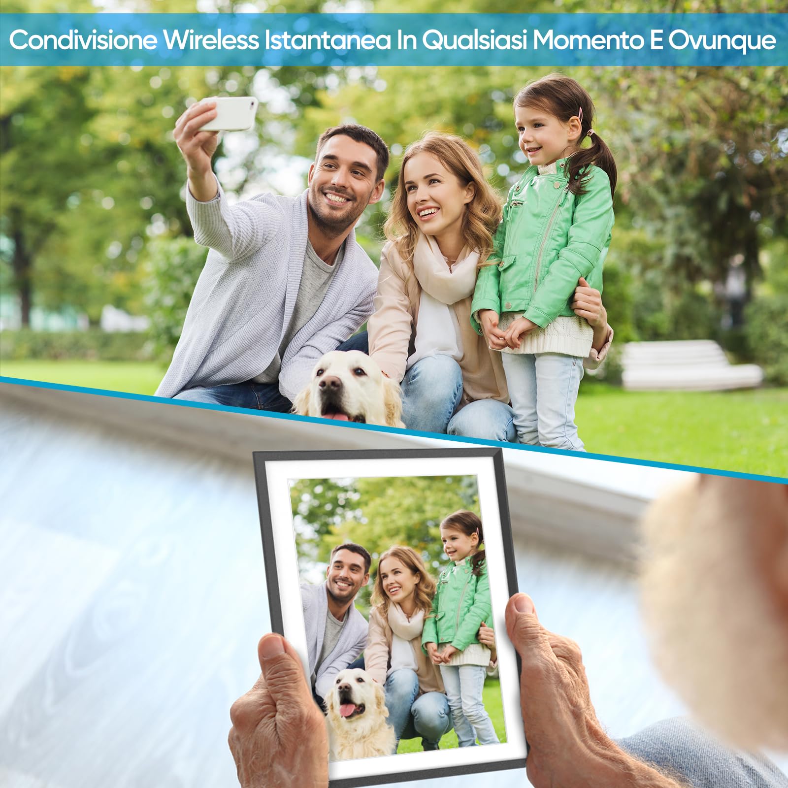 ARZOPA Cornice Digitale WiFi 15,6 Pollici 1920x1080 32GB Cornice Foto Digitale Schermo Tattile IPS FHD Frameo Portafoto Digitale Elettronica Rotazione Auto Condividi Foto e Video Tramite Frameo