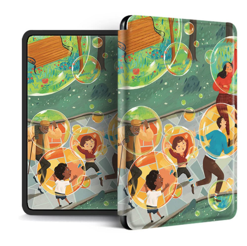 Custodia protettiva Slimshell per tutti i nuovi Kindle 6 pollici (11a generazione, versione 2022), non si adatta a Kindle Paperwhite e Kindle 2019, Cartoon folla romantica che soffia bolle