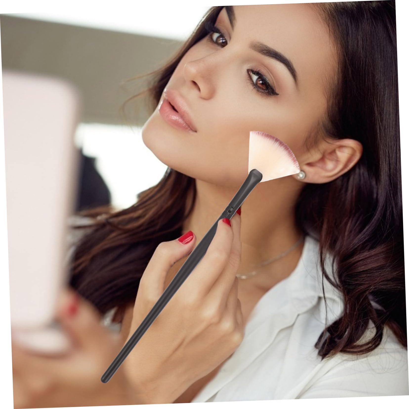 36pezzi Pennelli Per Viso Forma Di Ventaglio Pennelli Cosmetici Per Per Gel e Facile Da Pulire Design Compatto Pratico Per Make up e Illumina Pelli